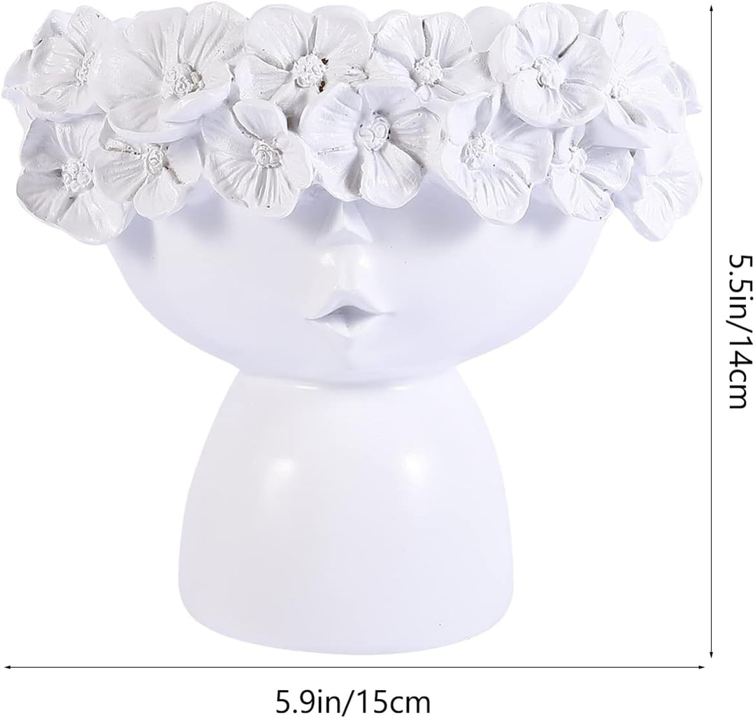 Cabilock Frau Gesicht Blumentopf Harz Blumenvase Kaktus Sukkulenten Topf Statue Skulptur Vase Kopf P