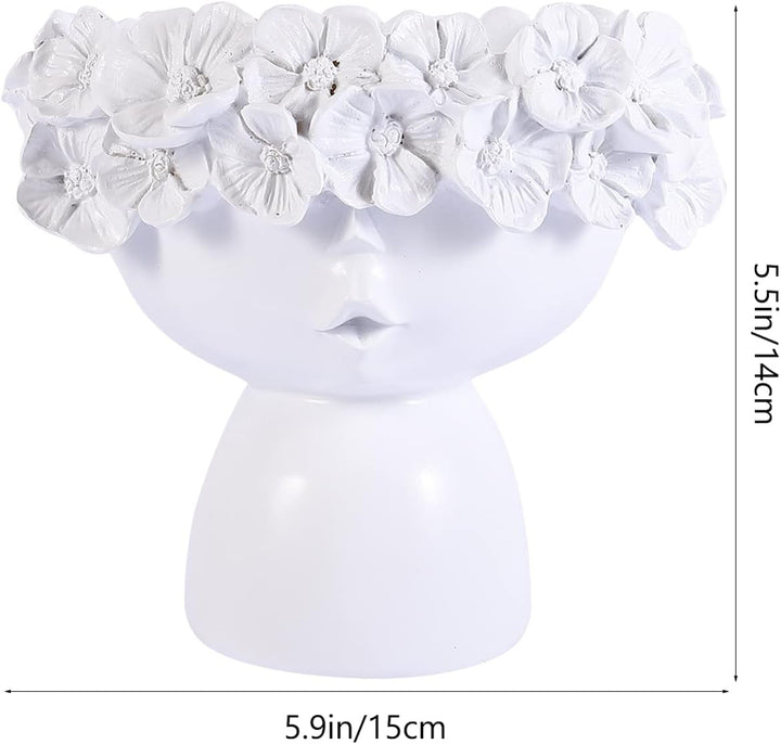 Cabilock Frau Gesicht Blumentopf Harz Blumenvase Kaktus Sukkulenten Topf Statue Skulptur Vase Kopf P