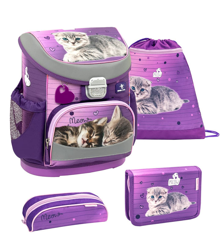 Belmil ergonomischer Schulranzen Set 4 -teilig für Mädchen 1, 2 Klasse Grundschule/Super Leicht 750-