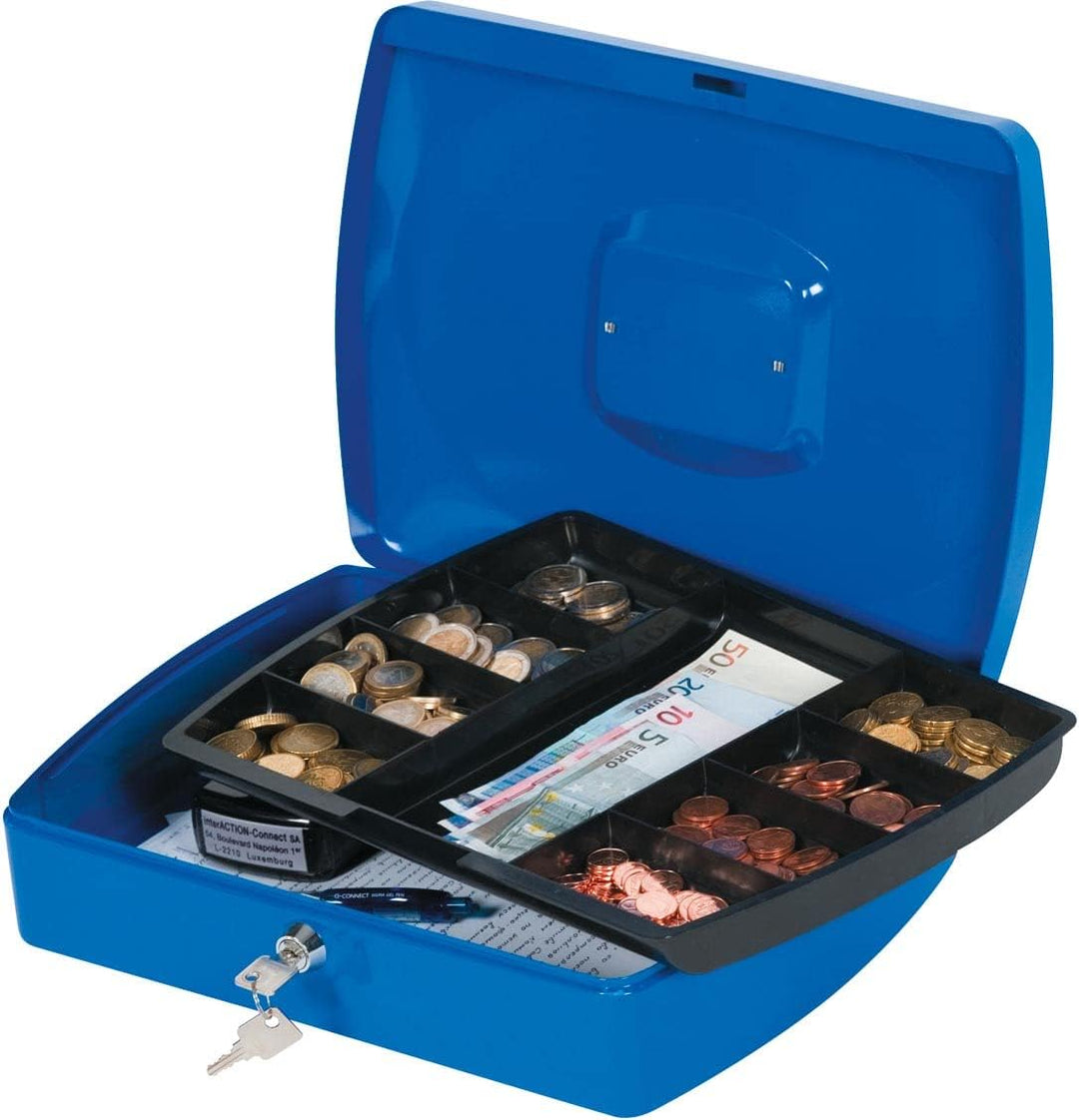 Q-Connect KF02625 Geldkassette 30,48 cm blau Blau 325 x 235 x 85 mm, Blau 325 x 235 x 85 mm