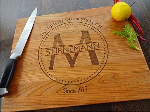 Personalisiertes Schneidebrett mit Monogramm | Geburtstagsgeschenke | Holzbrett mit Gravur | Persona