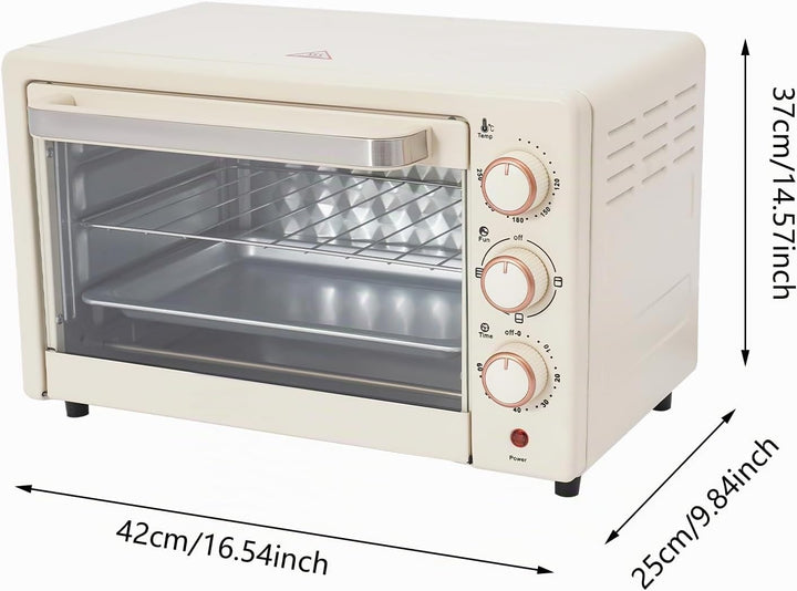 22L Minibackofen Elektrobackofen mit Umluft, Kompakter Backofen mit 60 Minuten Timer, Grillrost &amp; Ba