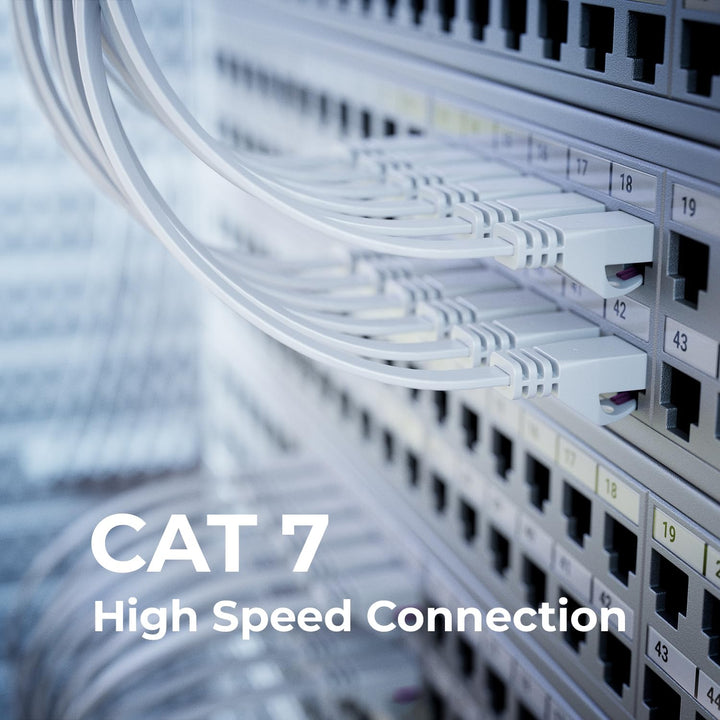 deleyCON 10x 0,5m Flaches CAT7 Netzwerkkabel (CAT 7 mit 10 Gbit/s) Gigabit LAN - RJ45 Ethernet Kurze