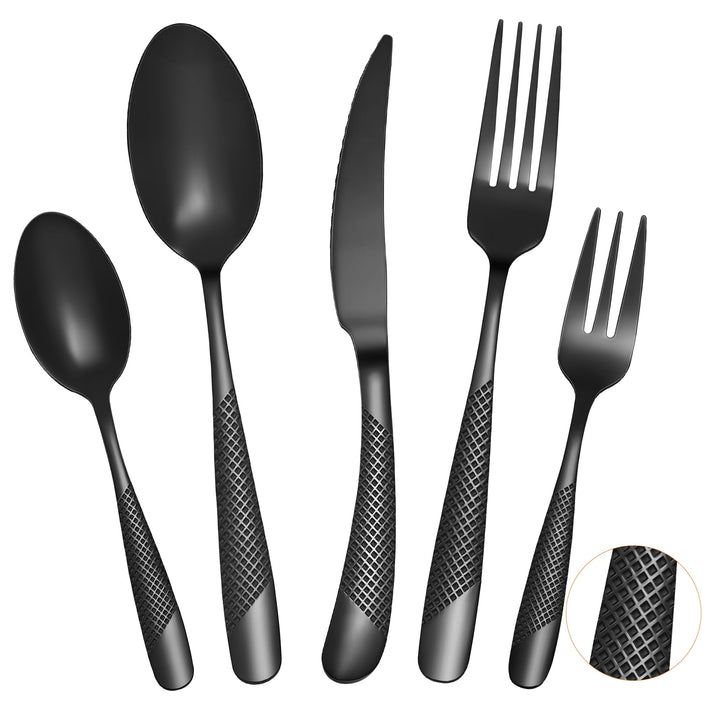 Besteck Set für 4 Personen,20 teilig Edelstahl Besteckset Schwarz Matt/Essbesteck Set mit Messer Gab