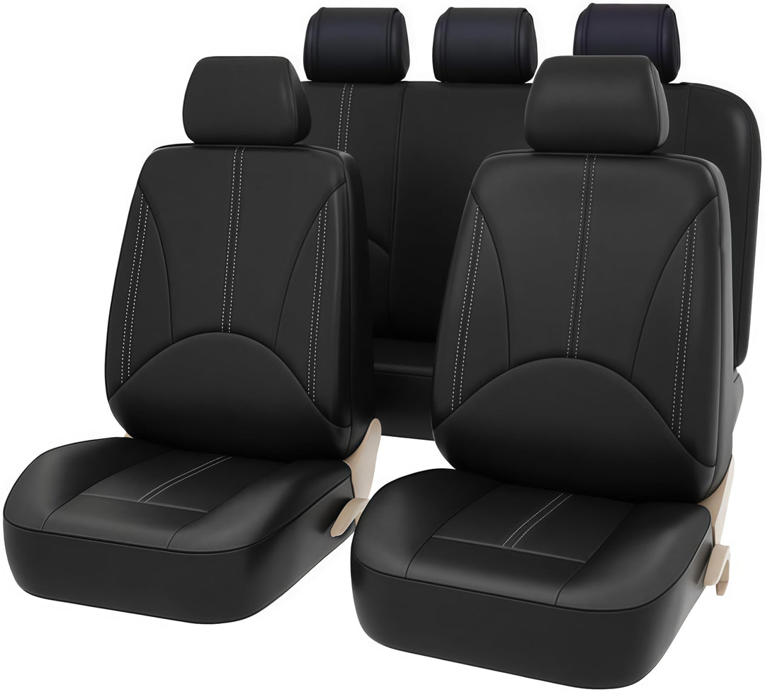 AUTO HIGH Auto-Sitzbezüge Set Universal - Schwarz Auto-Schonbezüge für die Vordersitze & Rückbank mi