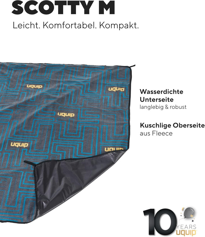 Uquip Picknickdecke Scotty M Grey I 120 x 150 cm I wasserdichte & schmutzabweisende Campingdecke I O