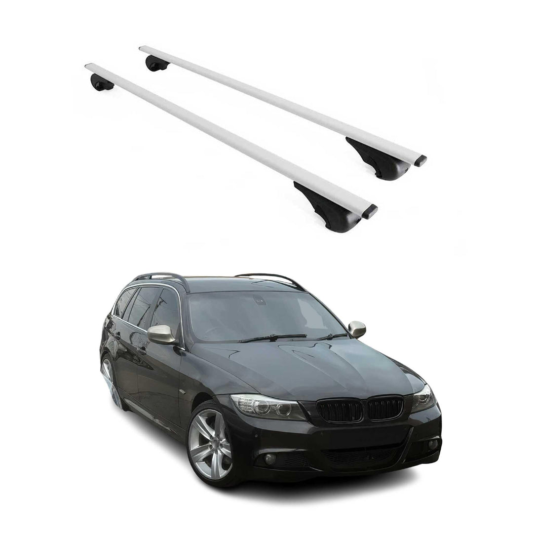 OMAC Dachträger Gepäckträger kompatibel mit BMW 3er Touring E91 2005-2011 Metall Grau, Grau