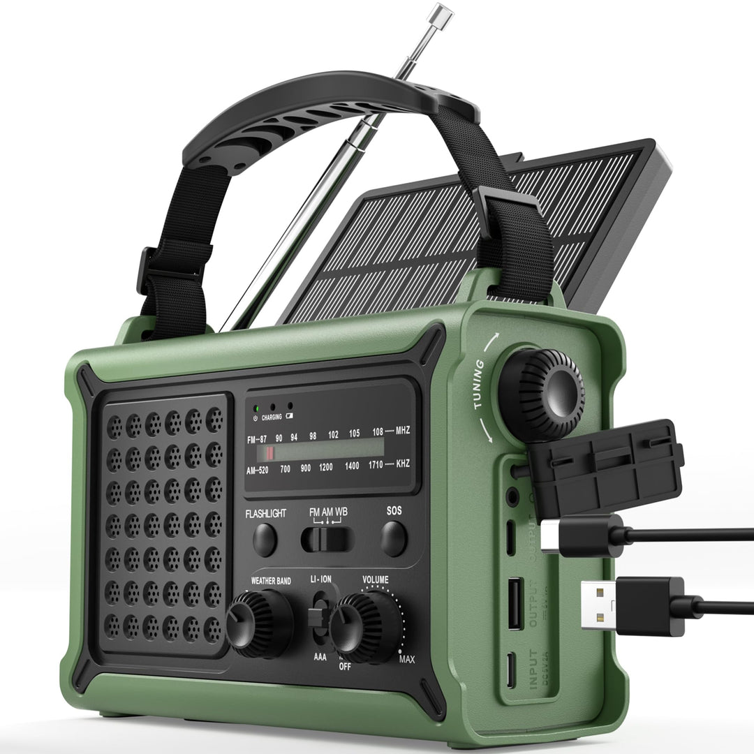 ROCAM Kurbelradio,12000mAh Notfallradio mit 8500mm² Solarpanel & 650mA Kurbel, Tragbar Solar Weltemp