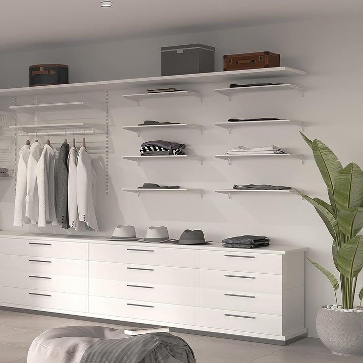 Emuca - Wandbefestigungsplatten und Jagmet-Regalträger, 230, Weiss, Stahl 230mm 4 Platten + Stützen,