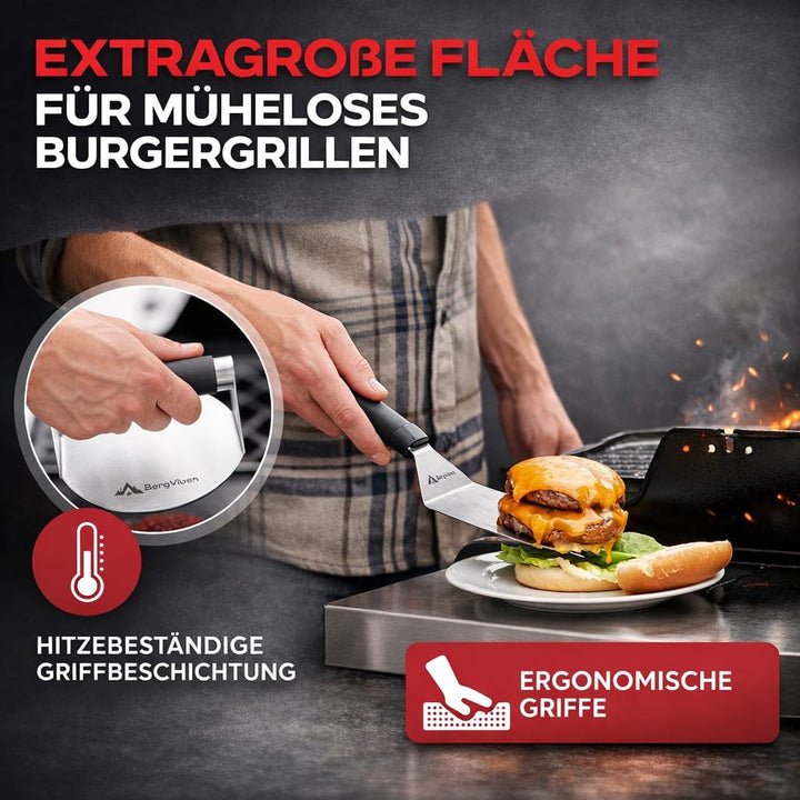 Smash Burger Set 6 TLG. aus Edelstahl für Plancha, 2 Burgerglocken, Burgerpresse, Smasher, Pattywend
