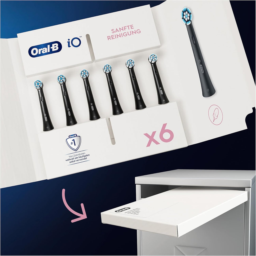 Oral-B iO Sanfte Reinigung Aufsteckbürsten für elektrische Zahnbürste, 6 Stück, sanfte Zahnreinigung