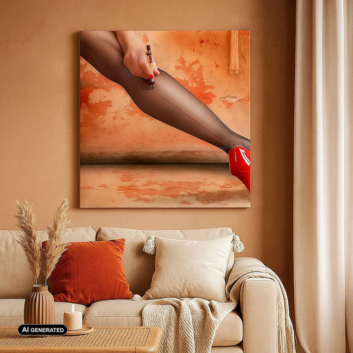 ARTTOR Bilder auf Leinwand Bein Strumpf Mode Ferse Leinwandbild 60x60cm Wandbilder Dekoration Wohnzi