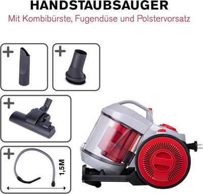 Dirt Devil Staubsauger ohne Beutel DD2503 - Bodenstaubsauger 700W - HEPA 12 Filter - 9M Reichweite -