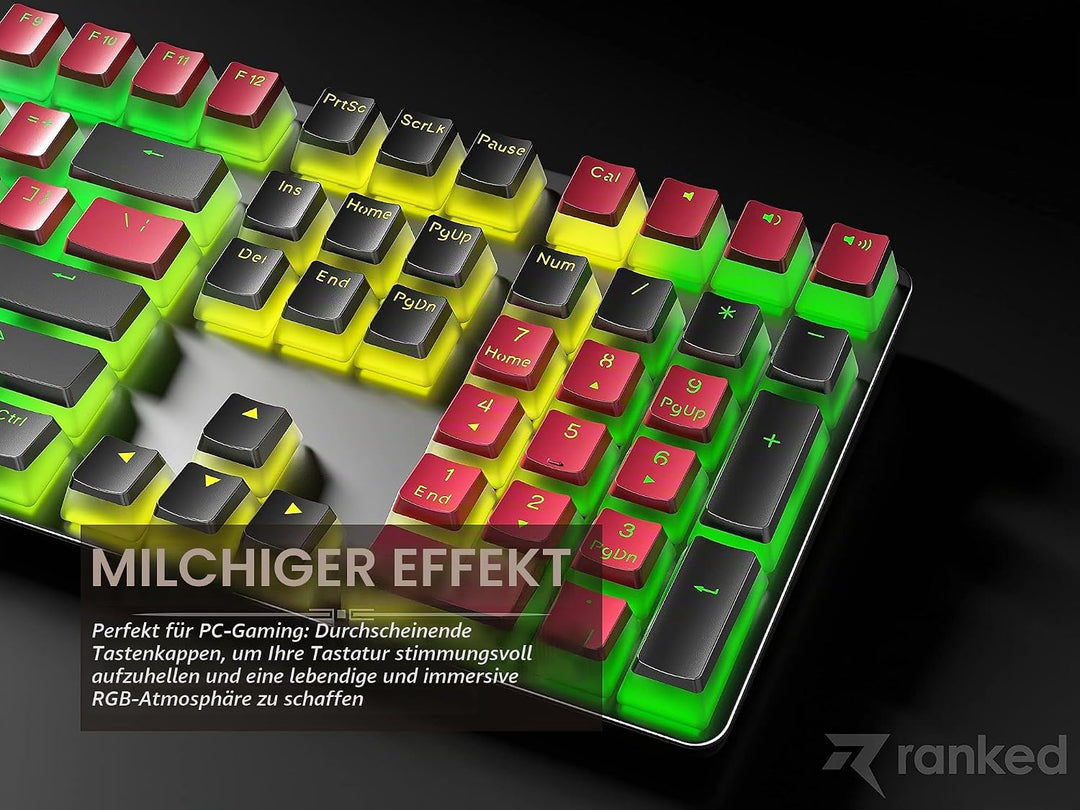 Ranked Pudding PBT-Tastenkappen | 112 Double Shot Transluzent ANSI US- und ISO-Layout | OEM-Profil f