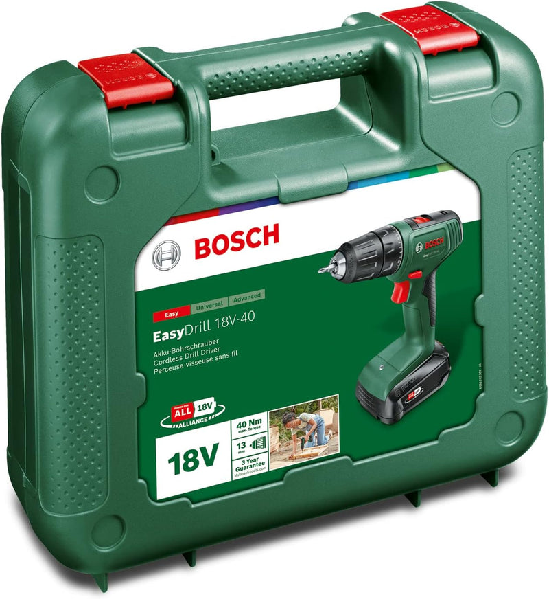 Bosch Akkuschrauber EasyDrill 18V-40 (Schrauben oder Bohren in Holz, Metall und Kunststoff; 18 Volt