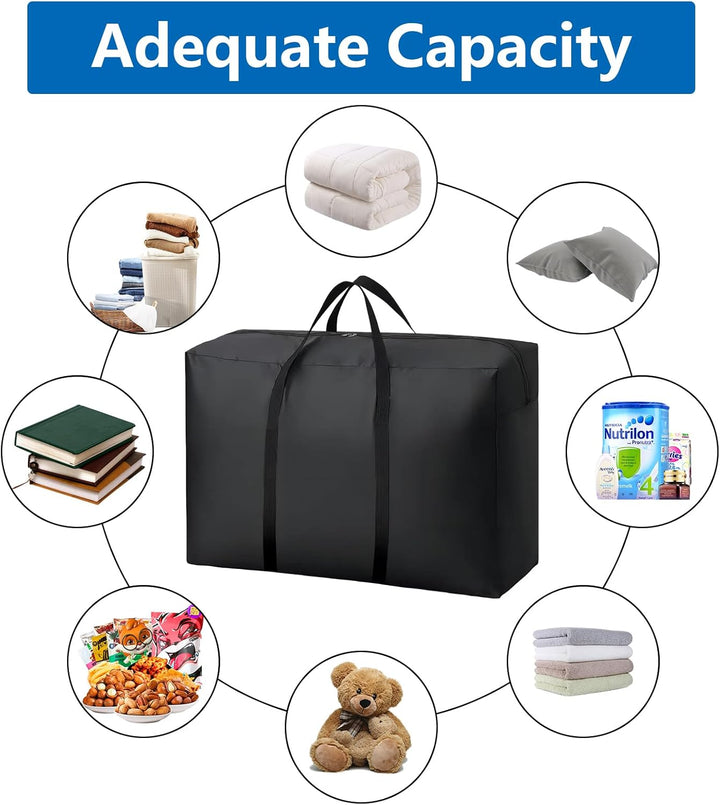 WOPPLXY 5 Stück Aufbewahrungstasche Gross, 100L Umzugstaschen mit Reissverschlüssen Handgriff, Wasse