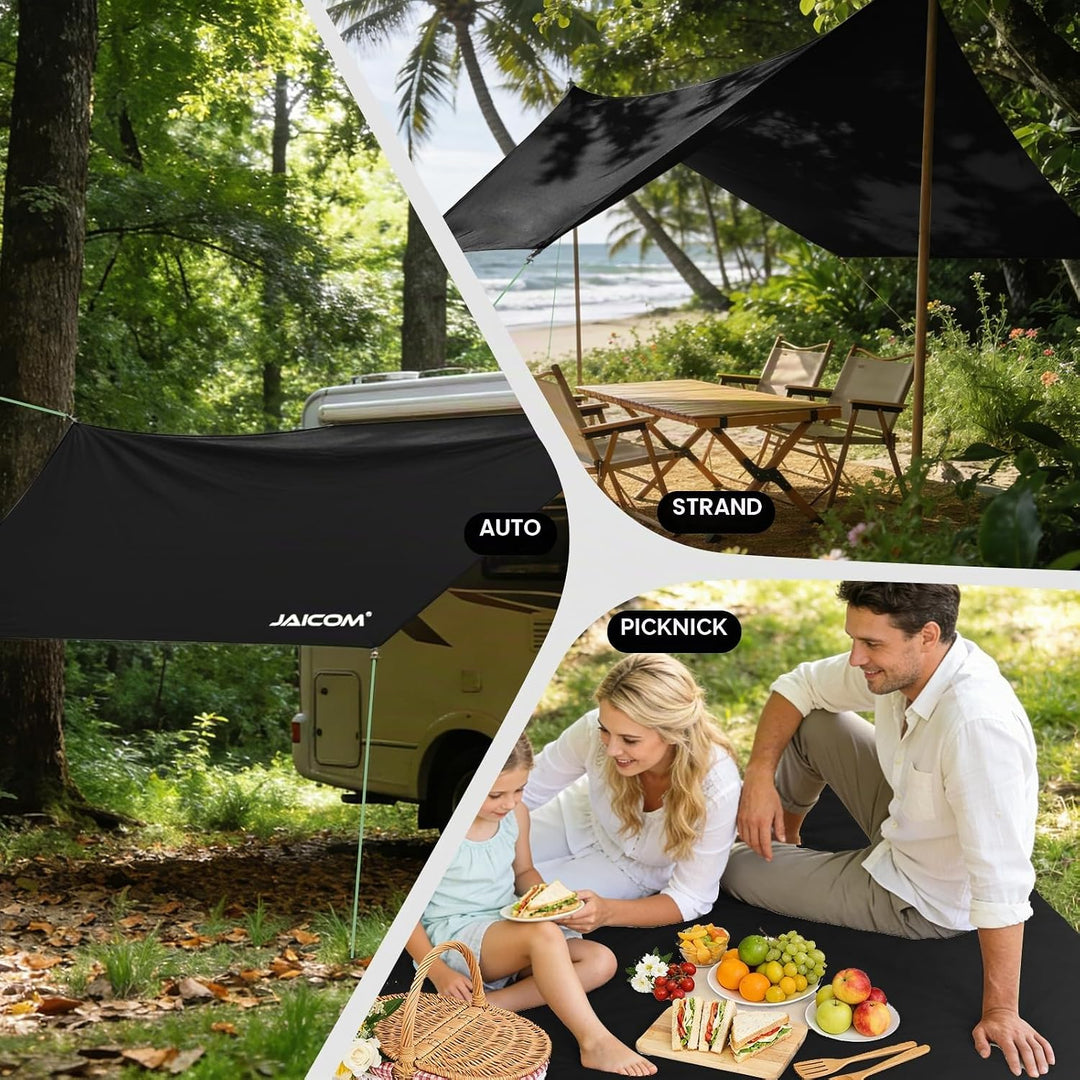 JAICOM Tarp Wasserdicht, 3.6x2.9m Ultraleicht Camping Zeltplane, Anti-UV Sonnen Regen Schutz Schnee,