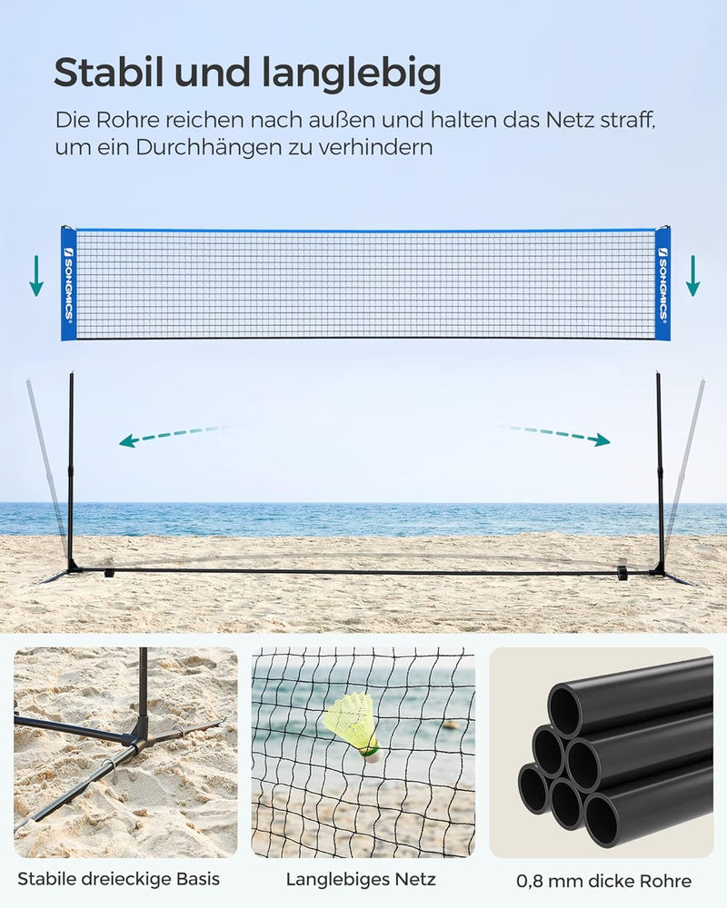 SONGMICS Badmintonnetz, faltbar, einfach zu montieren, leicht zu transportieren, höhenverstellbar (1
