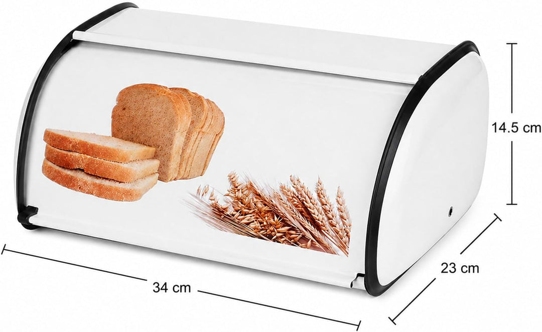 Brotkasten Edelstahl Metall mit Deckel, Brotbox Brotaufbewahrung für Küche, Bread Box Retro Design W