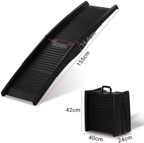 LEADZM Hundetreppe klappbar bis 50 kg, Einstiegshilfe für Kofferraum Hunderampe - 150x40 cm, Vierfac
