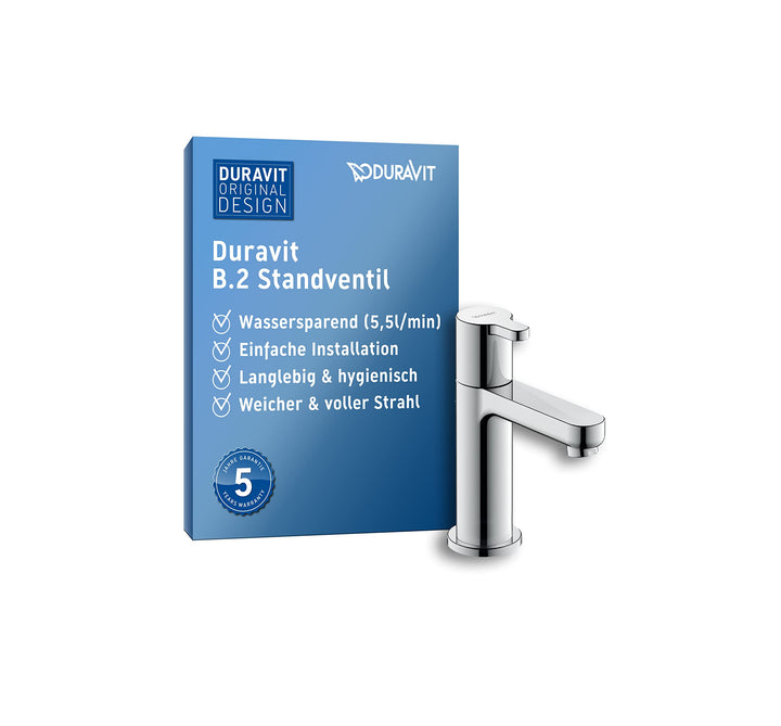 Duravit B.2 Standventil (Auslauf Höhe 89 mm), Kaltwasser Waschtischarmatur, Kaltwasserhahn Bad, Kalt