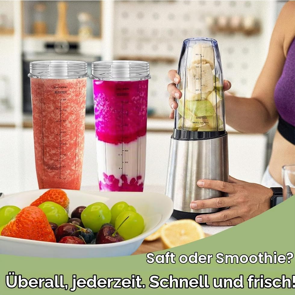 Yur1help 950ml Entsafter Becher Ersatzteile Kompatibel mit Nutri Ninja Auto-iQ Mixer, Tassen Zubehör