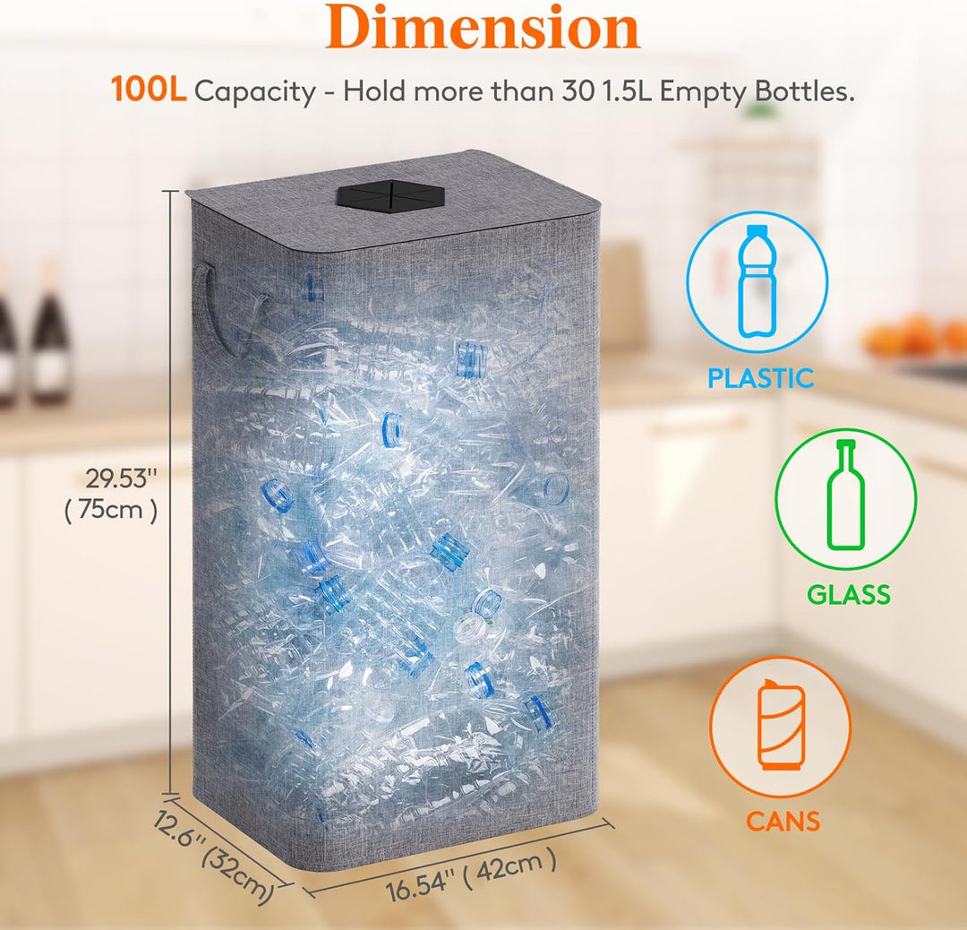 Lifewit 100L Pfandflaschen Sammelbehälter mit Deckel, Gross Pfandflaschen Aufbewahrung, Behälter Lee