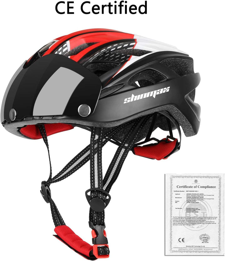 Shinmax Fahrradhelm mit LED-Beleuchtung, Fahrradhelm mit Sicherheitsbeleuchtung, magnetischer Fahrra