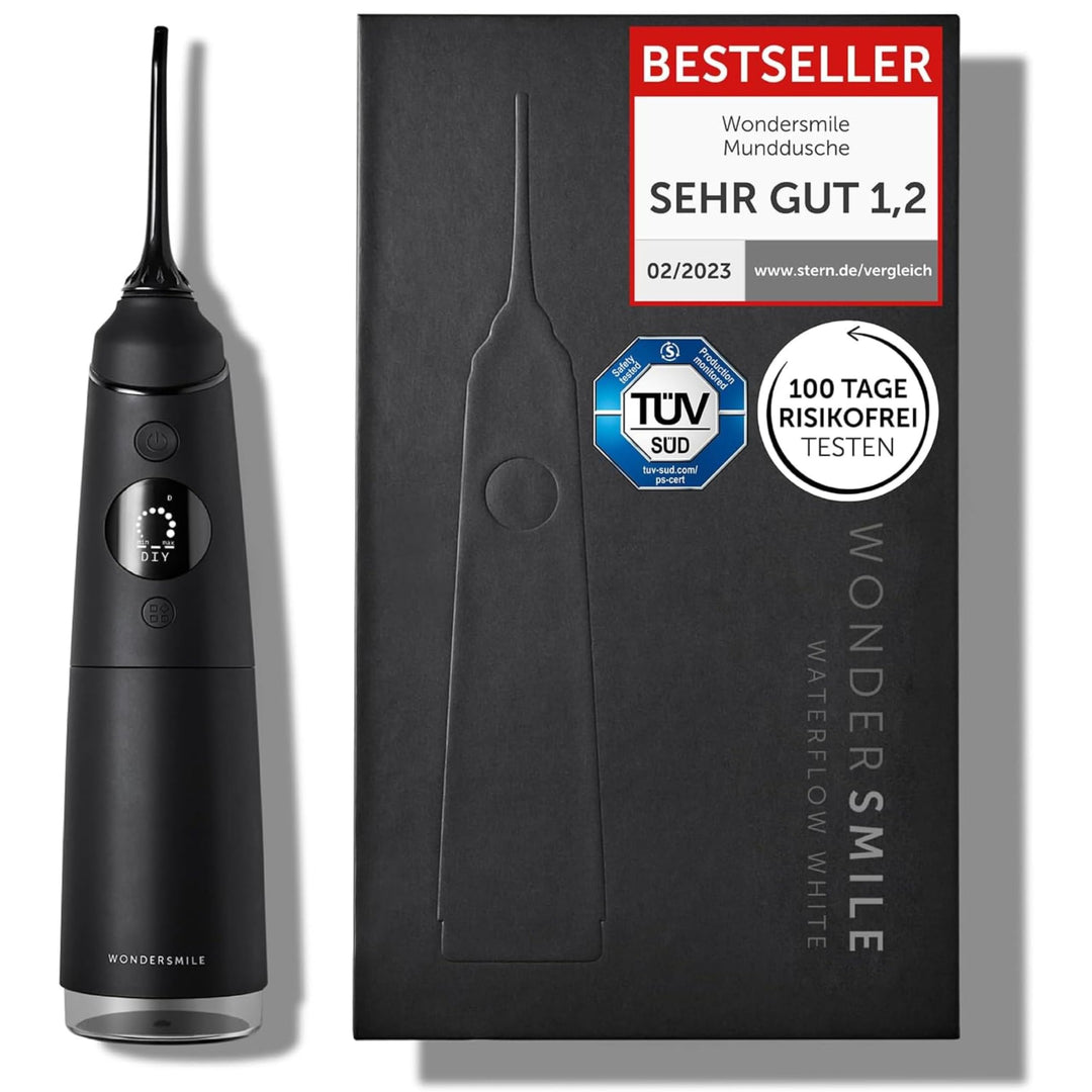 Wondersmile Munddusche PRO - Testsieger 2024-100 Tage risikofrei testen - SmoothFlow-Technologie für