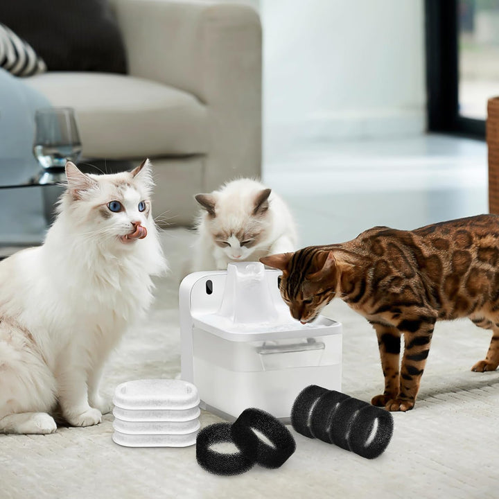 Angoily 8+8 Stück Filter Katzenbrunnen, Trinkbrunnen Katzen Ersatzfilter für 2L/3.2L/4L Edelstahl Tr