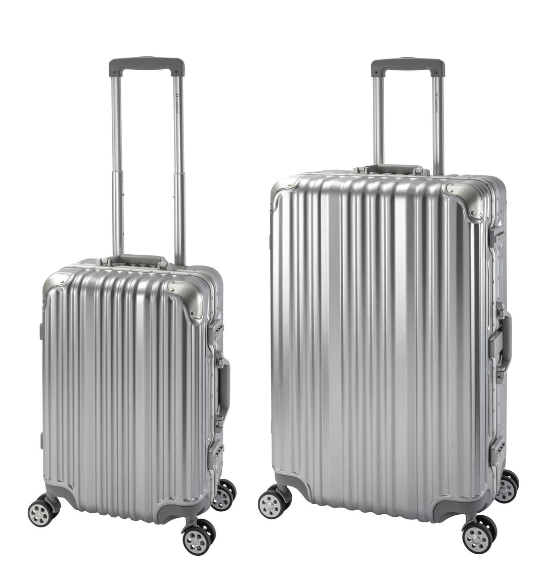 Travelhouse London Koffer Silber S-55cm, L-55cm · 2er-Set · Alu-Rahmen · Polykarbonat Hartschale · H
