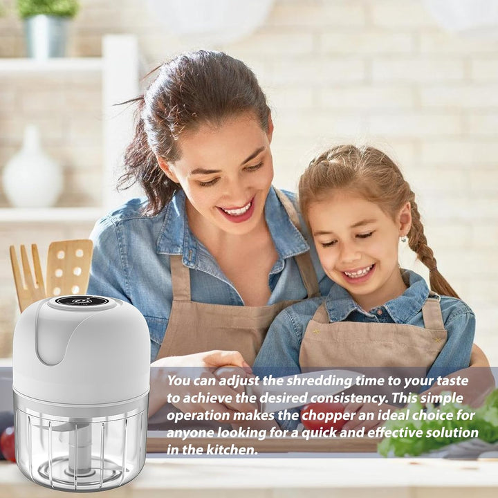 BAIFULAI Zerkleinerer Elektrisch Mini, Zwiebelschneider, 100ml& 250ml Becherkörper, Multizerkleinere