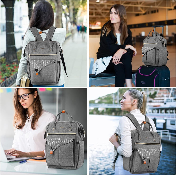Rucksack Damen, Schulrucksack mit USB-Ladeanschluss, 15,6 Zoll Laptop Arbeits Rucksack, lässiger Tag
