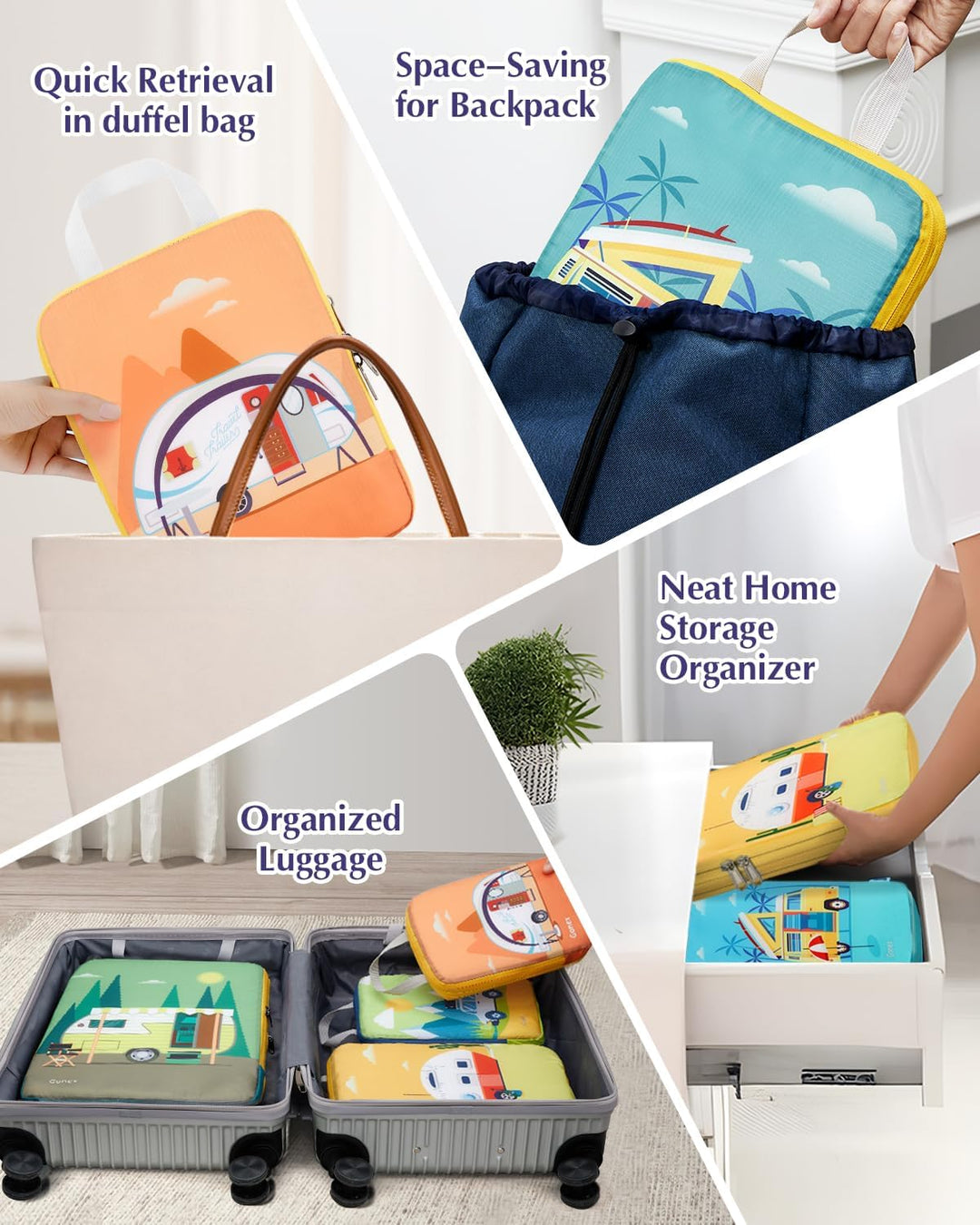 Gonex Compression Packing Cubes 6er Set, Gonex Kleidertaschen 6-teilig Verpackungswürfel, Kleidertas