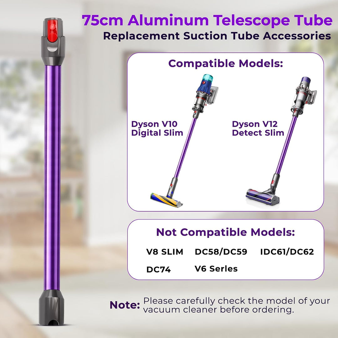 Verlängerungsrohr Kompatibel mit Dyson V12 Detect Slim / V10 Digital Slim, 74 cm Saugrohr aus Alumin