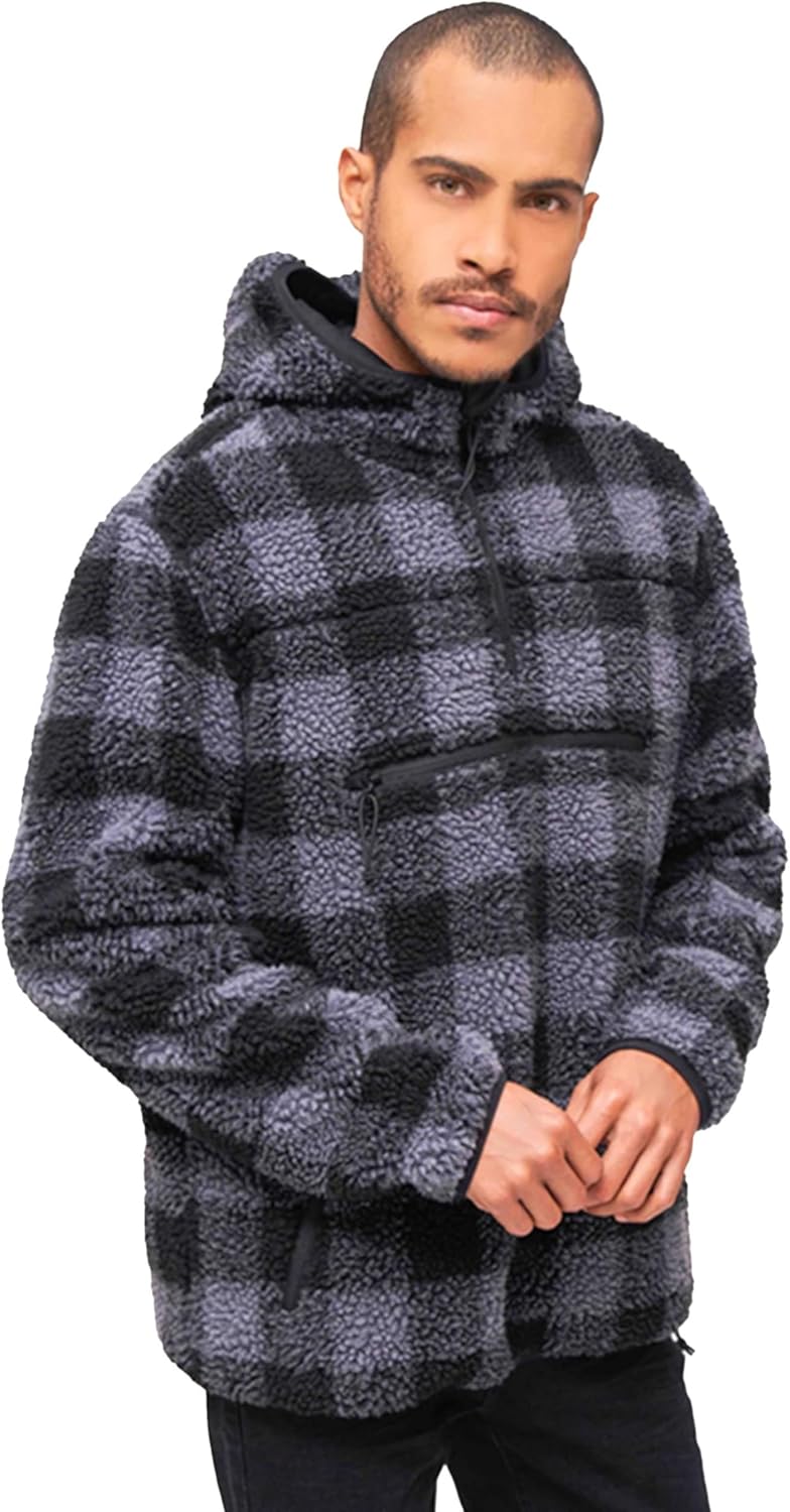Brandit Teddyfleece Worker Pullover, S Black/Grey