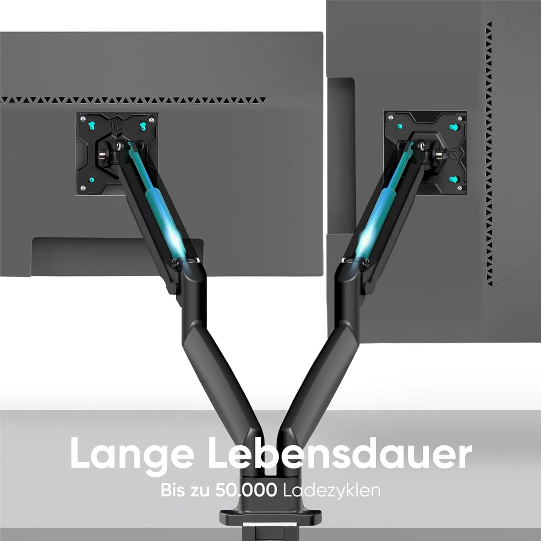 ONKRON Dual Monitor Halterung 2 Monitore - 75x75 VESA 100x100 Tischhalterung 2 schwenkbar für 13-32