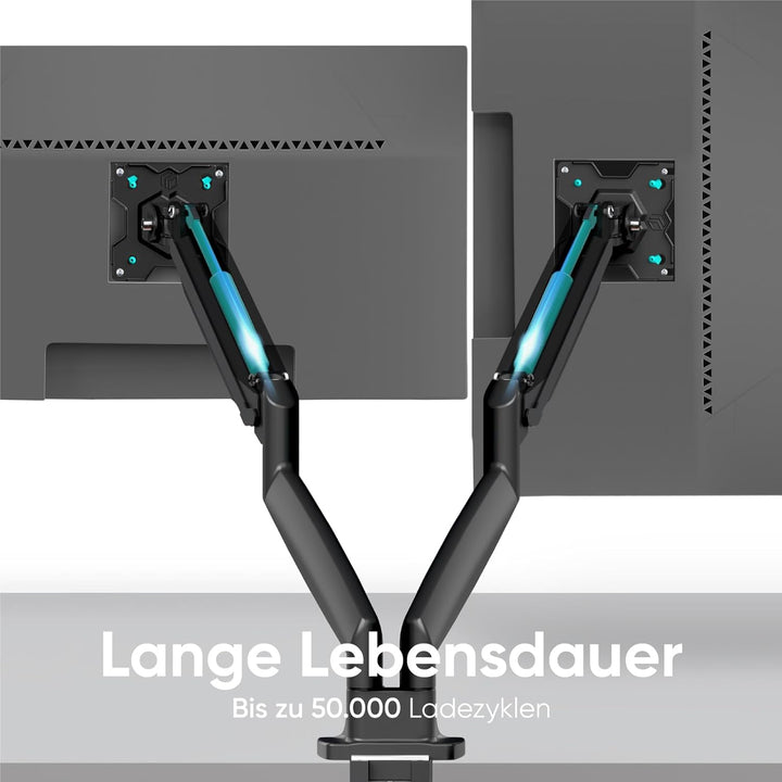 ONKRON Dual Monitor Halterung 2 Monitore - 75x75 VESA 100x100 Tischhalterung 2 schwenkbar für 13-32