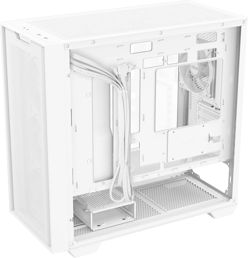 ASUS A21 Plus TG ARGB White microATX PC Gehäuse (vorinstallierte ARGB-Lüfter, Mesh Frontpanel, kompa