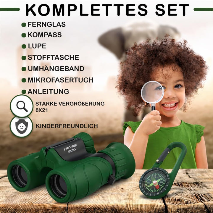 Fernglas für Kinder - Optimales Geschenk für Jungen und Mädchen - Starke Vergrösserung 8X21 – Umfang