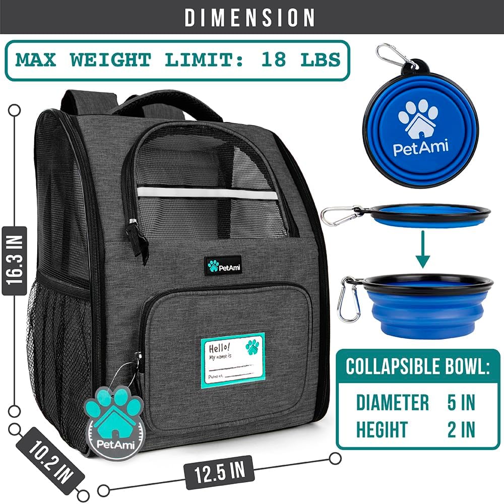 PetAmi Hunderucksack für kleine grosse Katze, Haustier, Welpen, belüfteter Haustier-Wanderrucksack,