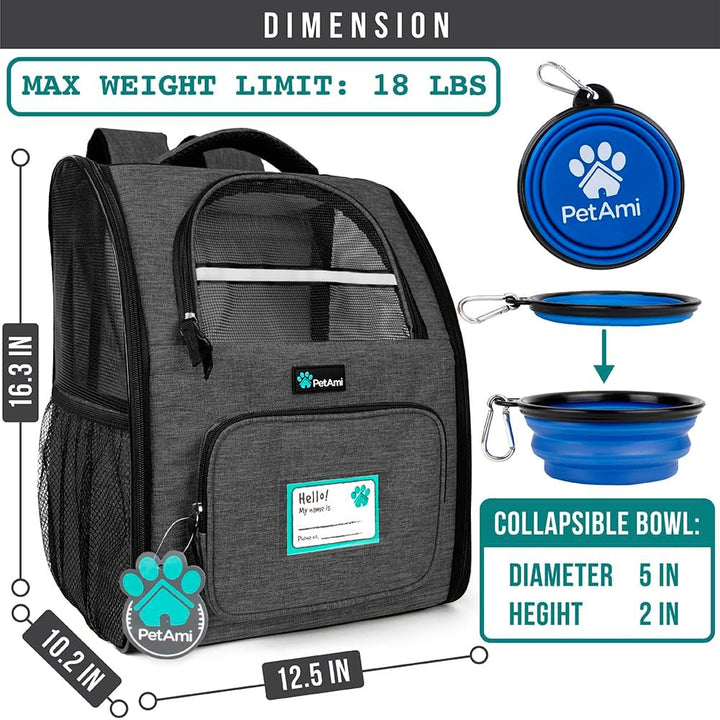 PetAmi Hunderucksack für kleine grosse Katze, Haustier, Welpen, belüfteter Haustier-Wanderrucksack,