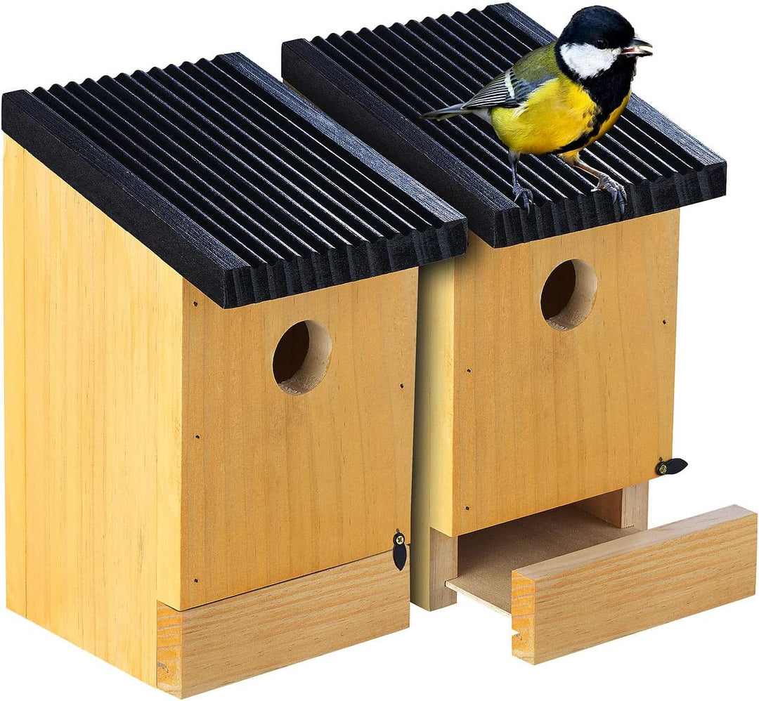 Royal Gardineer Vogel Nistkasten: 2er-Set Tannenholz-Nistkästen für Wildvögel, 22x14x12 cm, vormonti