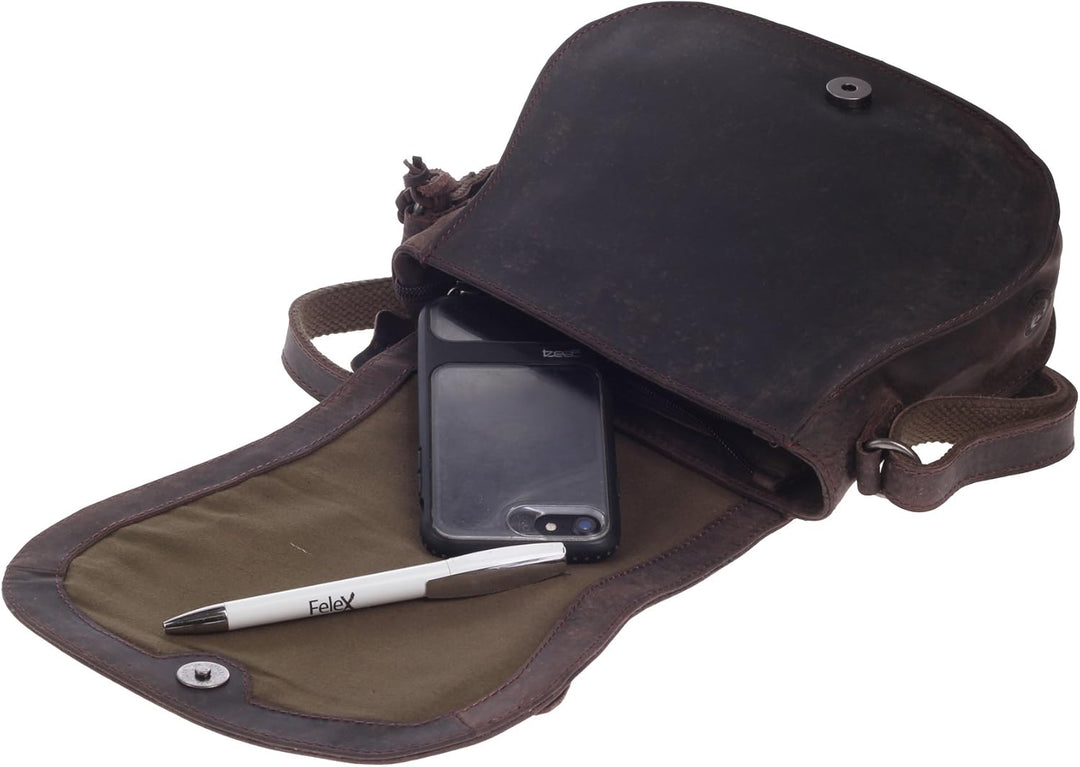 Greenburry Vintage Revival Clutch Leder Abendtasche Braun 23x20x7cm Handtasche Tasche
