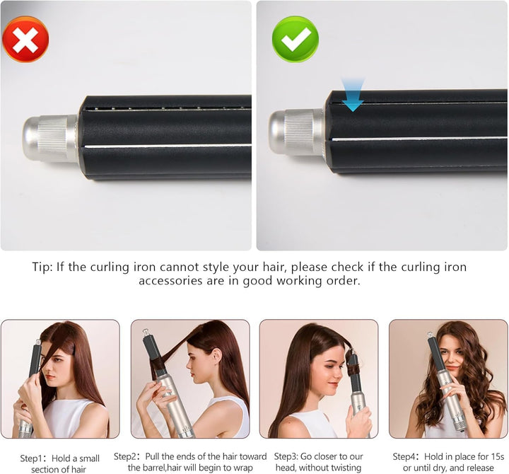 Journeyside 5-in-1 Airstyler Set 1000W, Professioneller Warmluftbürste mit Lockenstab&Glätteisen, Mu