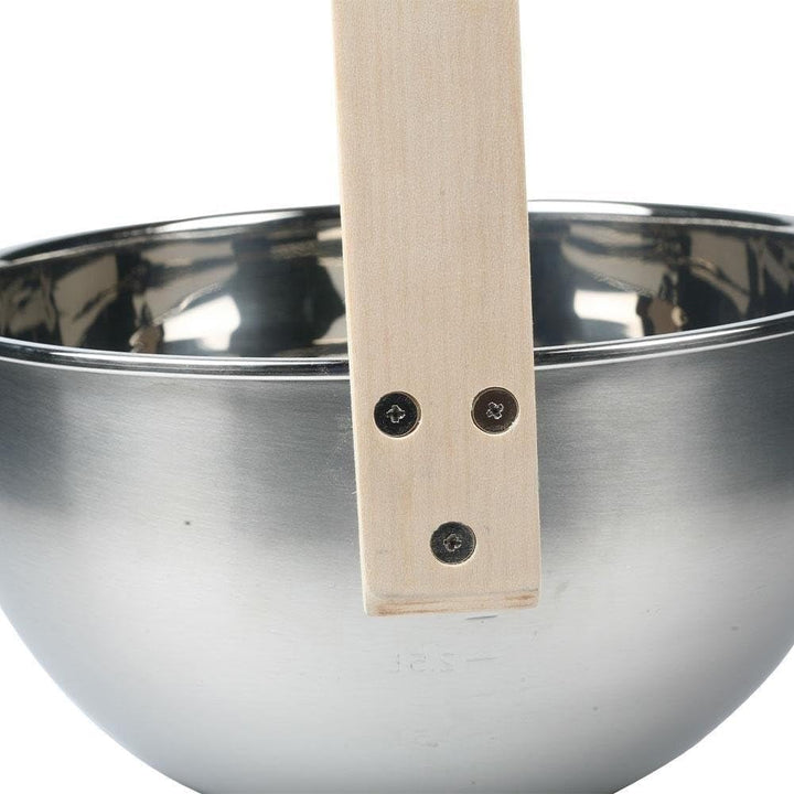 Sanfly Edelstahl-Sauna-Eimer Schöpfkelle, Langlebiger 4-Liter-Sauna-Eimer Holzgriff, Unverzichtbares