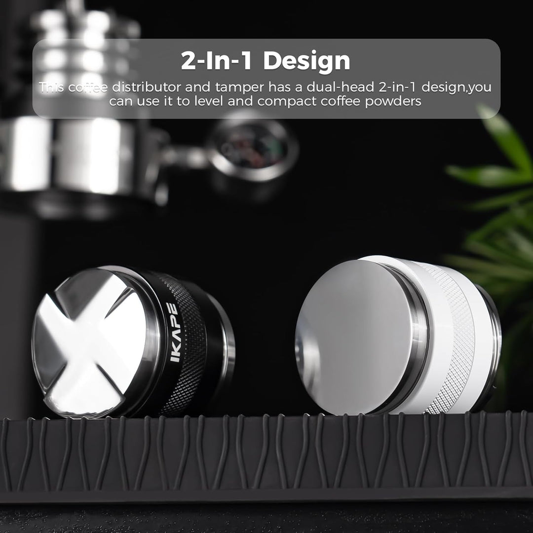 IKAPE Coffee Products, 53mm Kaffeeverteiler &amp; Handstampfer, Espresso-Verteiler mit Einstellbarer Tie