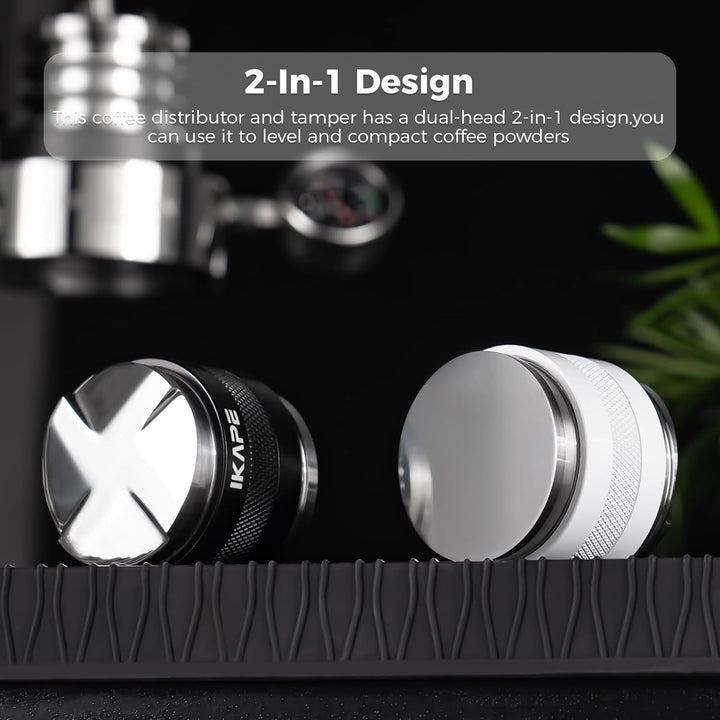 IKAPE Coffee Products, 53mm Kaffeeverteiler &amp; Handstampfer, Espresso-Verteiler mit Einstellbarer Tie