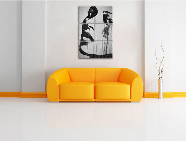 Pixxprint Abstrakt Frau Kohle Effekt 3-Teiler Leinwandbild 120x80 Bild auf Leinwand