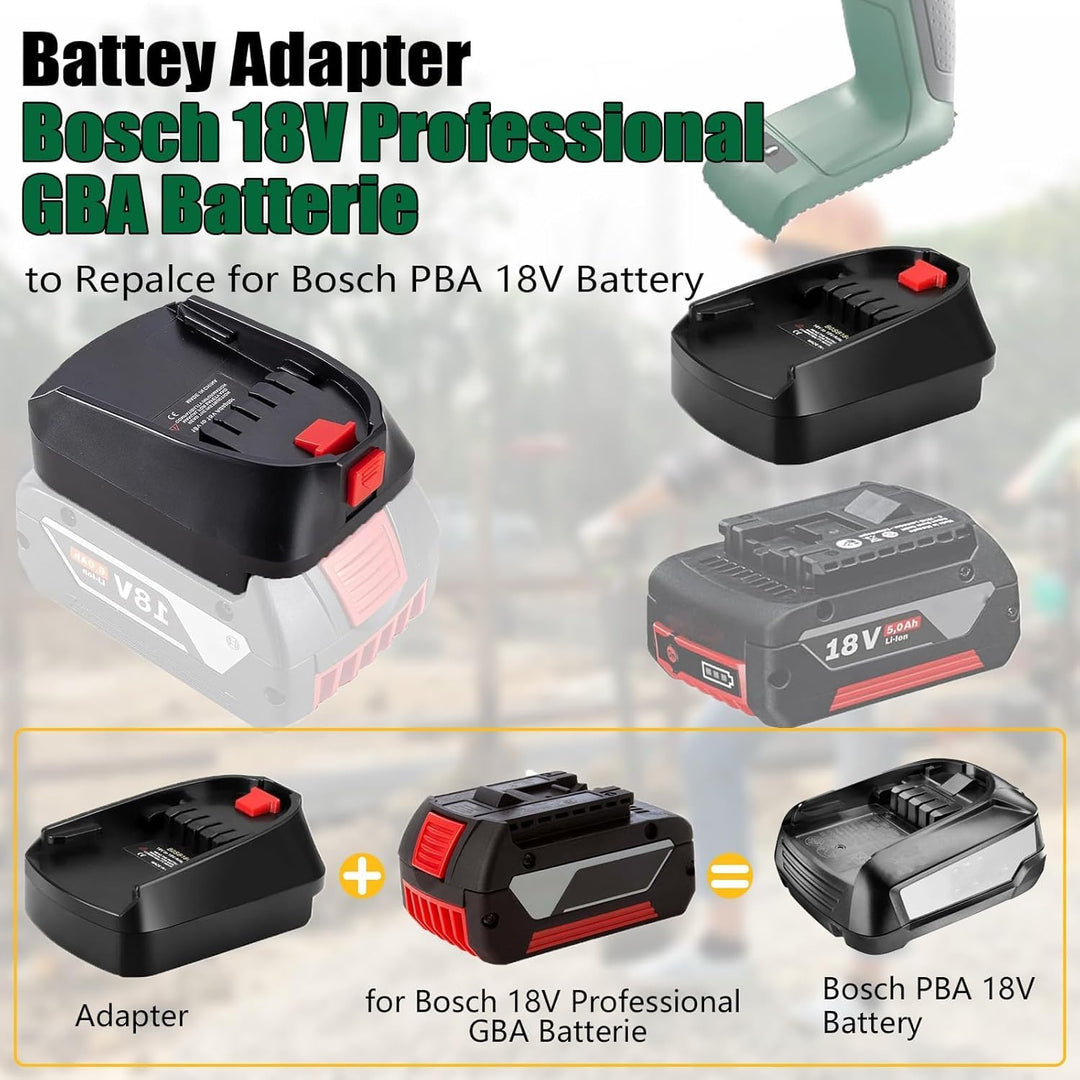 BOSB18C Batterieadapter für Bosch GBA auf PBA, Akkuadapter für Bosch Professional 18V System Akku au